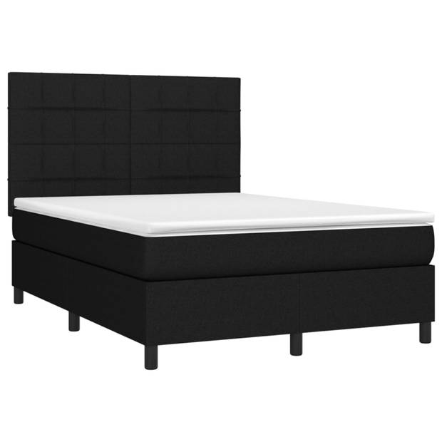 vidaXL Boxspring met matras en LED stof zwart 140x200 cm