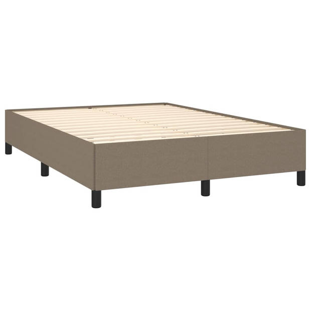 vidaXL Boxspring met matras stof taupe 140x200 cm