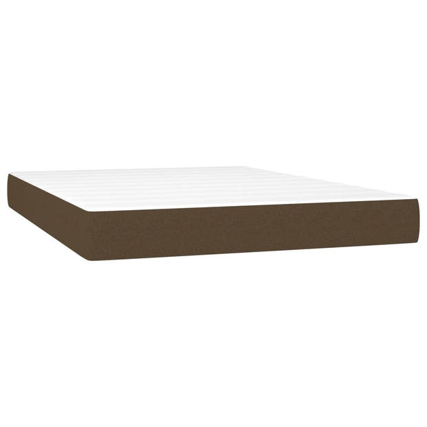 The Living Store Boxspringbed - Luxe - Bed - 193 x 147 x 118/128 cm - Donkerbruin - Stof - Pocketvering matras -