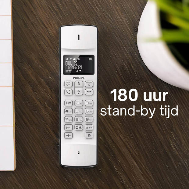 Philips Telefoon Linea M4501W/01 Single - DECT Telefoon - Huistelefoon 1 Handset 1'6" Display - Telefoonboek - Wit