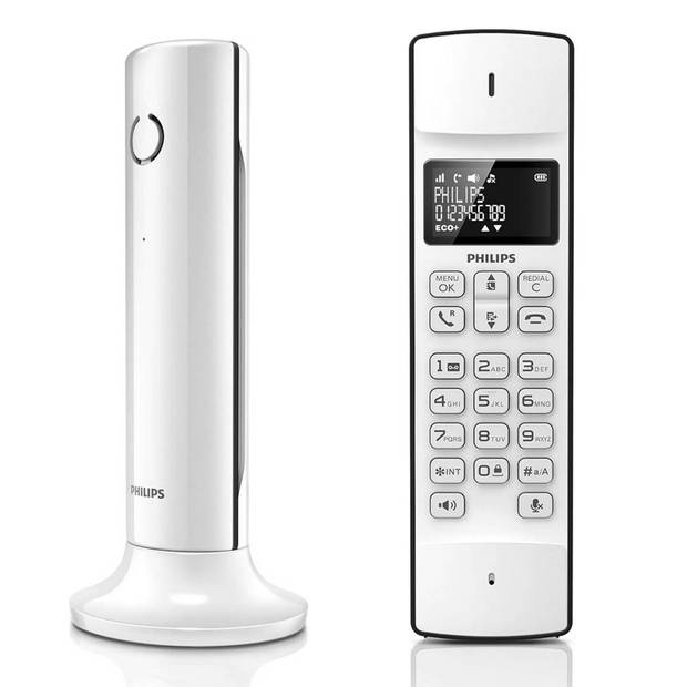 Philips Telefoon Linea M4501W/01 Single - DECT Telefoon - Huistelefoon 1 Handset 1'6" Display - Telefoonboek - Wit