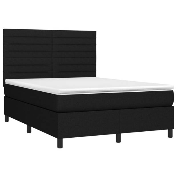 vidaXL Boxspring met matras en LED stof zwart 140x200 cm