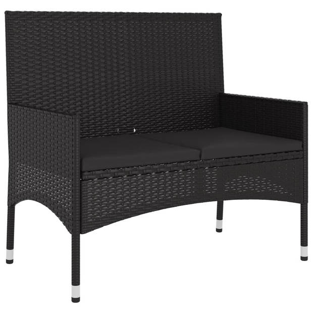 vidaXL 6-delige Loungeset met kussens poly rattan zwart