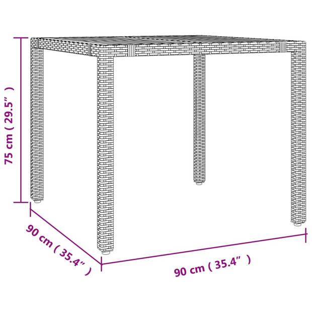 vidaXL 5-delige Tuinset poly rattan en massief acaciahout zwart