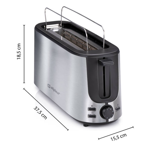 alpina Toaster - Ontdooifunctie - 7 Bruiningsstanden - 230V - RVS - 1000 W - Zilver