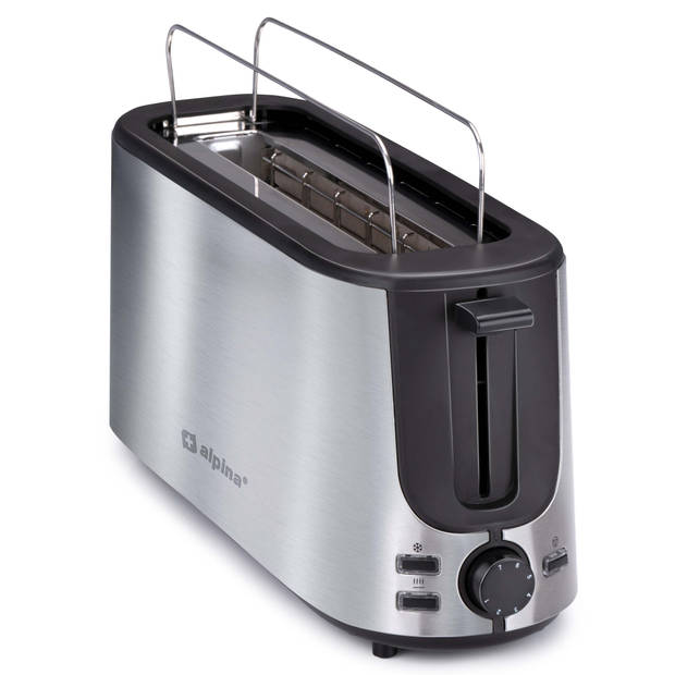 alpina Toaster - Ontdooifunctie - 7 Bruiningsstanden - 230V - RVS - 1000 W - Zilver