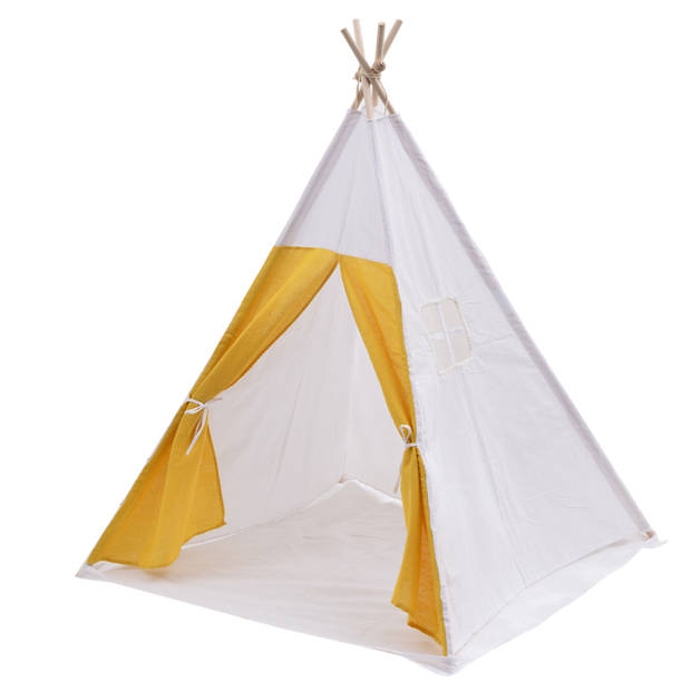 Wigwam tipi speeltent Floortje - indianen tent - met vloer kussen - linnen en katoen