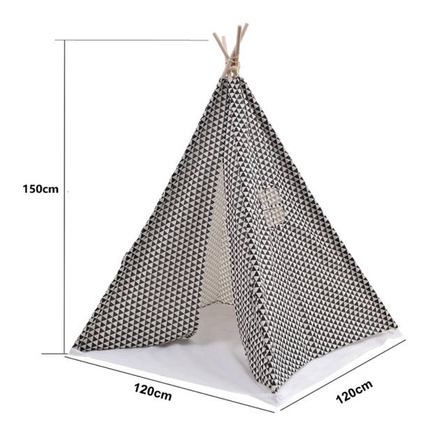 Tipi tent speeltent Floortje - wigwam - met vloer kussen