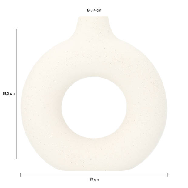 QUVIO Vaas rond met gat in het midden - 19 cm - Keramiek - Wit