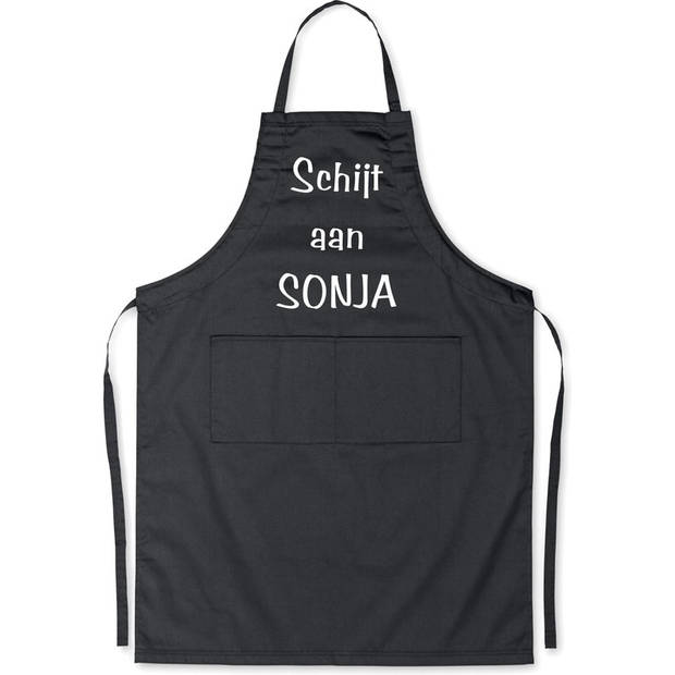 Benza Schort Schijt aan Sonja - Grappige/Leuke/Mooie Keukenschort/Luxe - Zwart