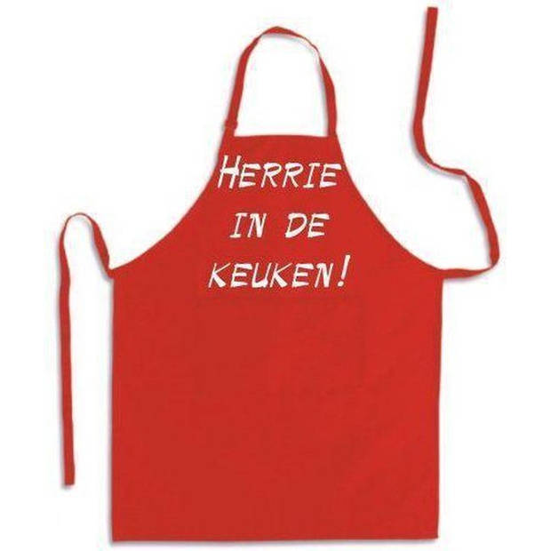 HERRIE IN DE KEUKEN! - Luxe keukenschort met tekst - Rood