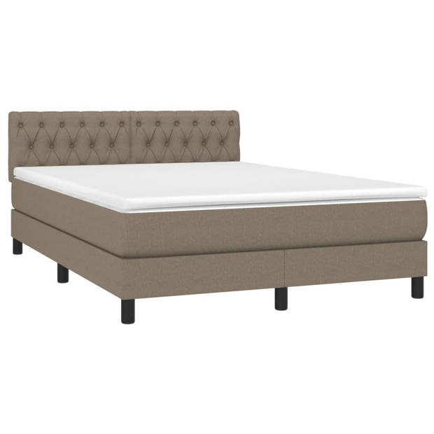 vidaXL Boxspring met matras en LED stof taupe 140x190 cm