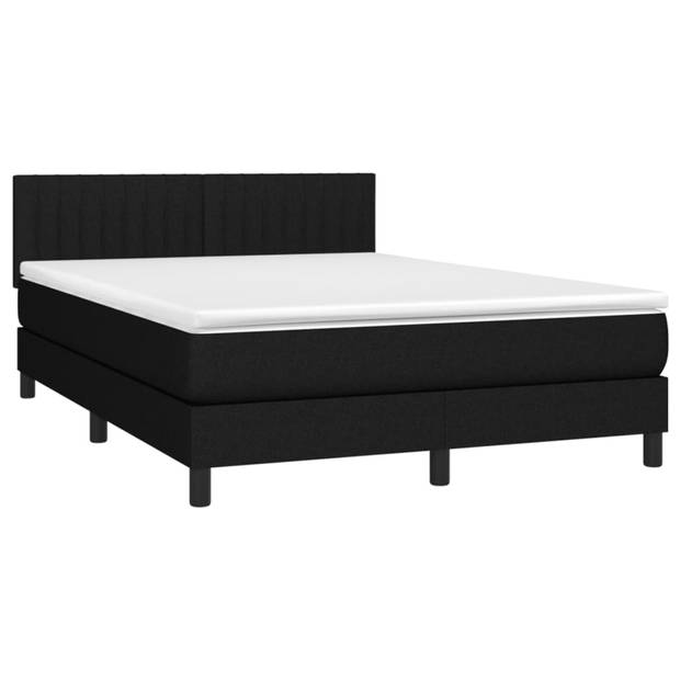 vidaXL Boxspring met matras stof zwart 140x190 cm