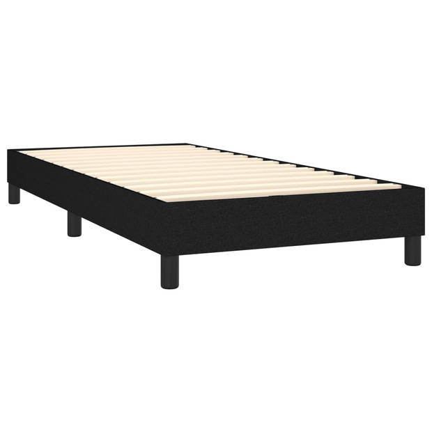 vidaXL Boxspring met matras en LED stof zwart 90x200 cm