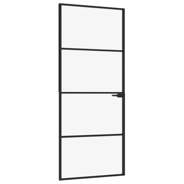 vidaXL Binnendeur 83x201,5 cm gehard glas en aluminium smal zwart