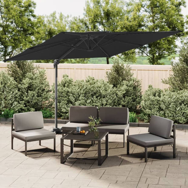 vidaXL Zweefparasol met dubbele bovenkant 400x300 cm zwart