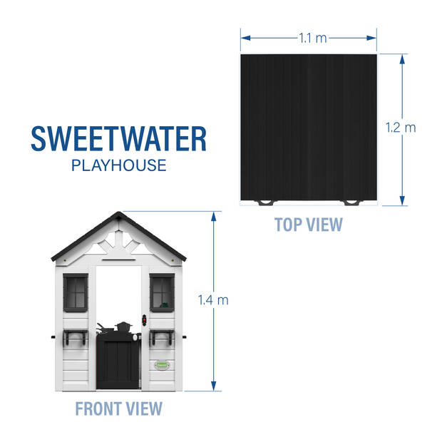 Backyard Discovery Sweetwater speelhuis hout in wit & antraciet Speelhuisje voor buiten in de tuin