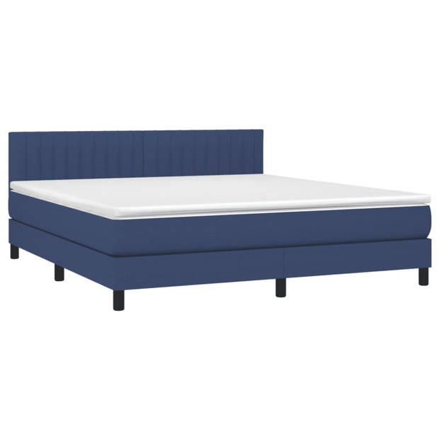 vidaXL Boxspring met matras stof blauw 160x200 cm