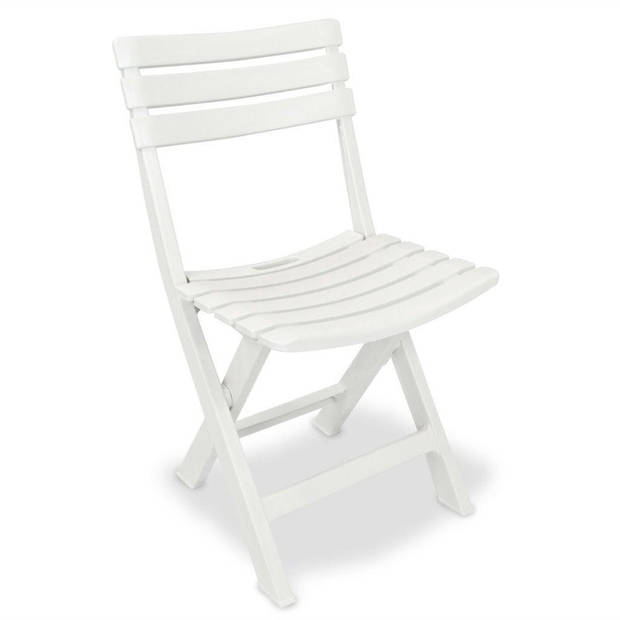 3x Robuuste kunststof klapstoel Wit Opvouwbaar stoel 46 cm x 41 cm x 78 cm