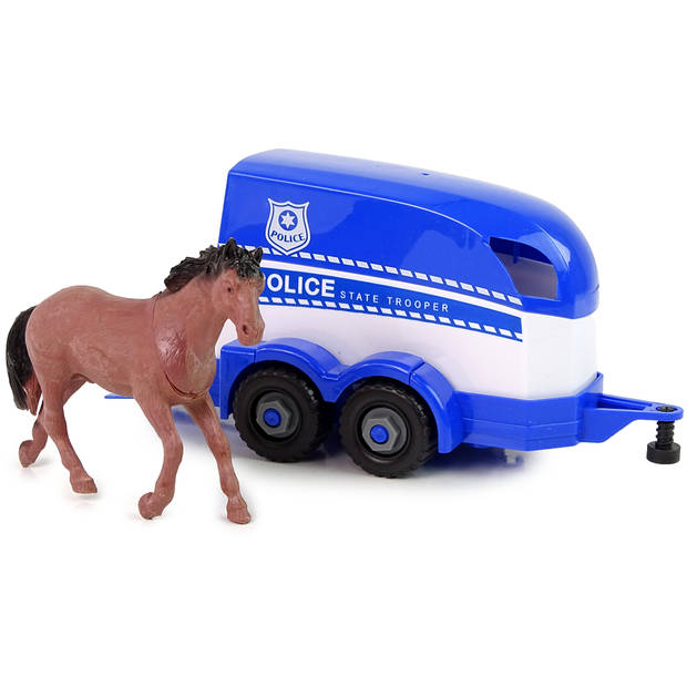 DIY Speelgoed politie terreinwagen met trailer en paard