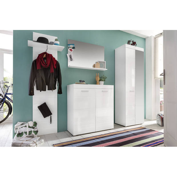 Amira garderobe opstelling B, wit, wit hoogglans.