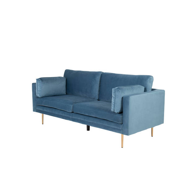 Boom bank 3 persoons velours blauw.