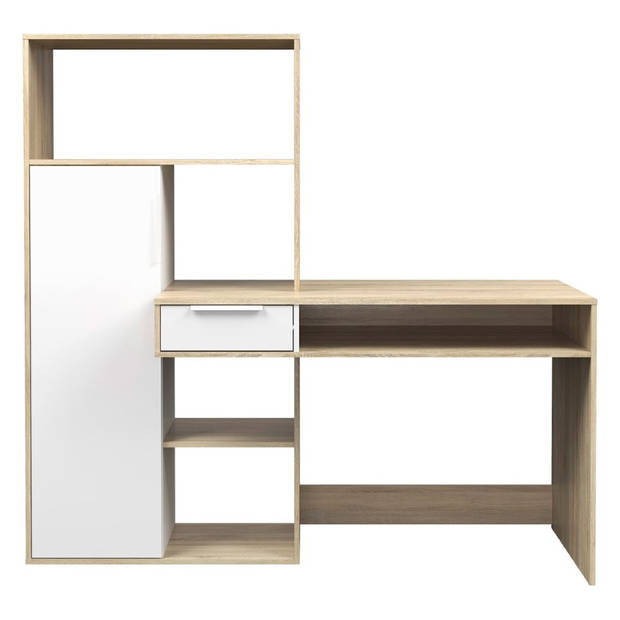 Fula bureau 1 lade en 1 deur eiken decor en wit.