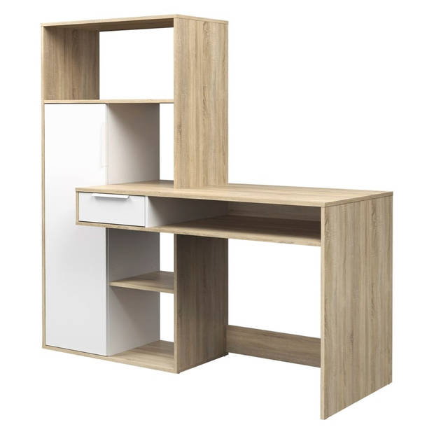 Fula bureau 1 lade en 1 deur eiken decor en wit.