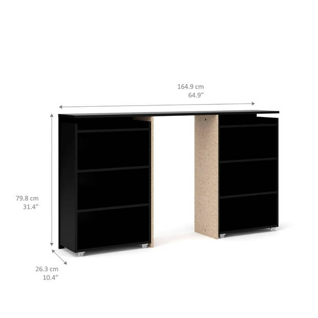 Nada hoofdeinde 160 cm met 4 planken zwart mat.