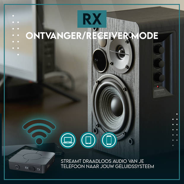 MM Brands Bluetooth Receiver en Transmitter - Versterker Auto - Muziek Ontvanger - Aux