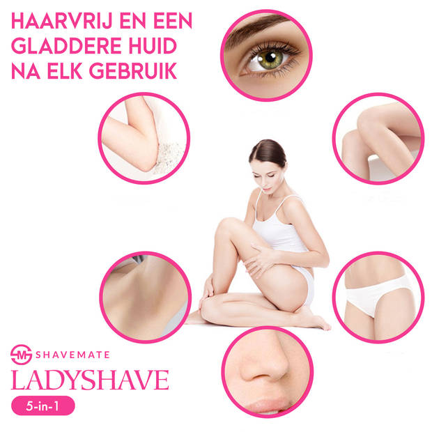 MM Brands 5 in 1 Ladyshave voor Vrouwen - Trimmer Vrouw - Haarverwijderaar - Roze
