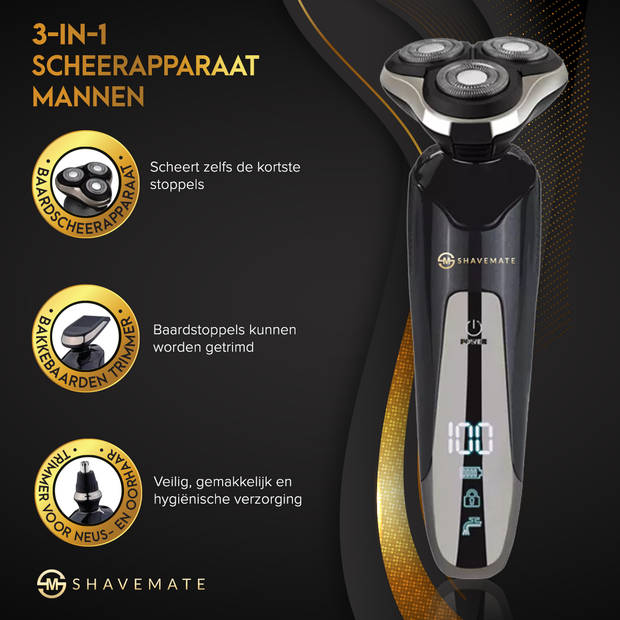 ShaveMate - 3-in-1 Scheerapparaat - Baard Trimmer - Tondeuse Voor Mannen - Hair Clipper Set - Draadloos - Waterproof