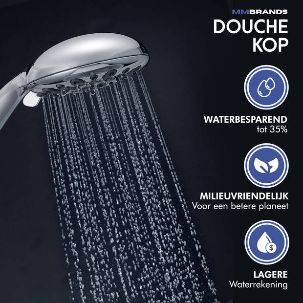 MM Brands Douchekop - Waterbesparend - Regendouche - 6 standen - Chroom