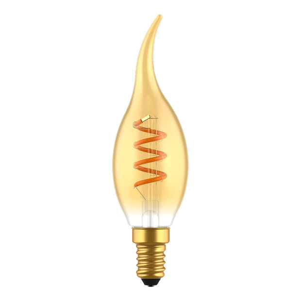 Blokker LED Kaars gebogen tip C35 3W E14 spiraal goud - Dimbaar