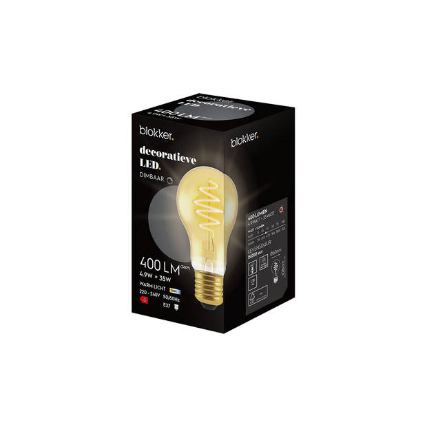 Blokker LED bulb A60 4.9W E27 spiraal goud - Dimbaar