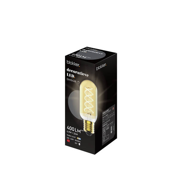 Blokker LED Buis T35 4.9W E27 spiraal goud - Dimbaar