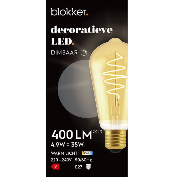 Blokker LED bulb ST64 4.9W E27 spiraal goud - Dimbaar