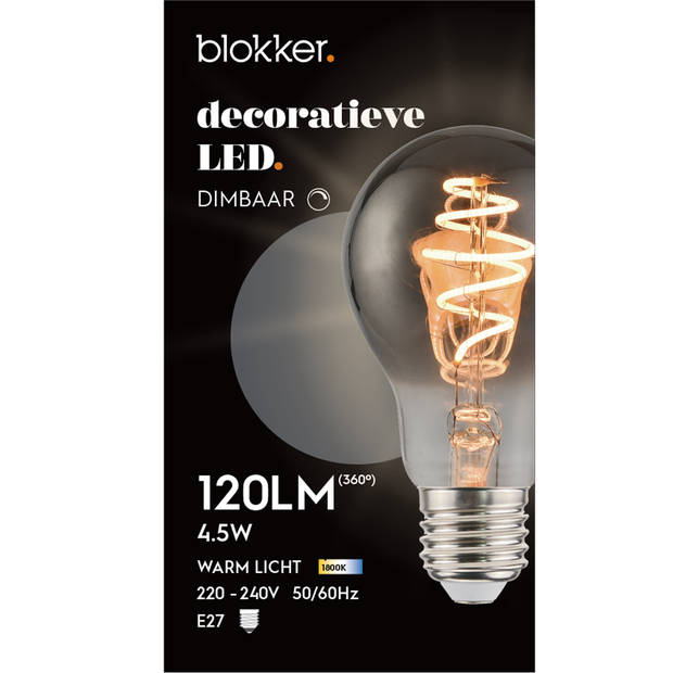 Blokker LED Bulb A60 4.5W E27 spiraal titanium - Dimbaar