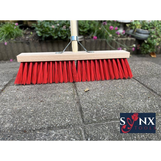 Synx Tools Straatbezem Nylon Rood 50cm - Bezems - Veger - Stadsbezem - Bezem - Buitenbezem - Tuinartikelen - Bezem