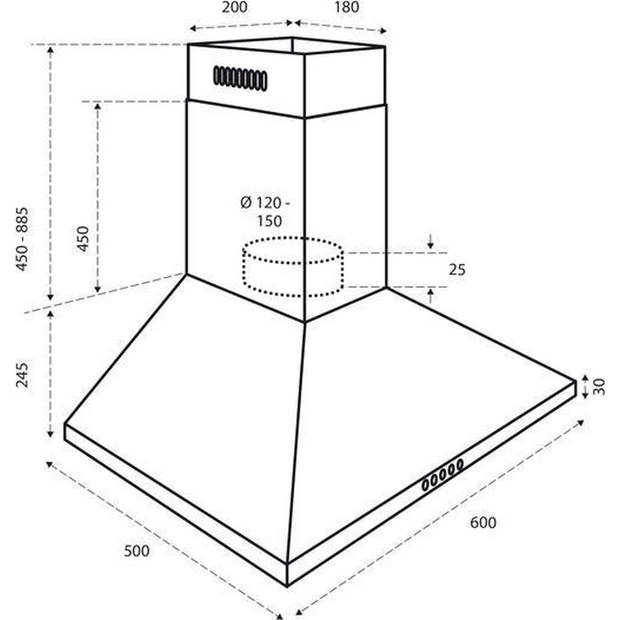 Inventum AKP6000RVS Piramide afzuigkap - 60 cm