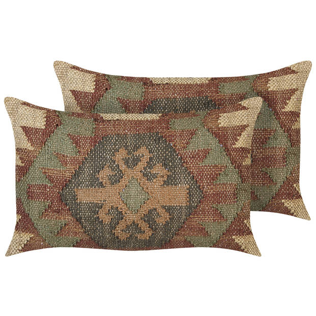 Beliani CUMBUM - Sierkussen-Multicolor-Jute