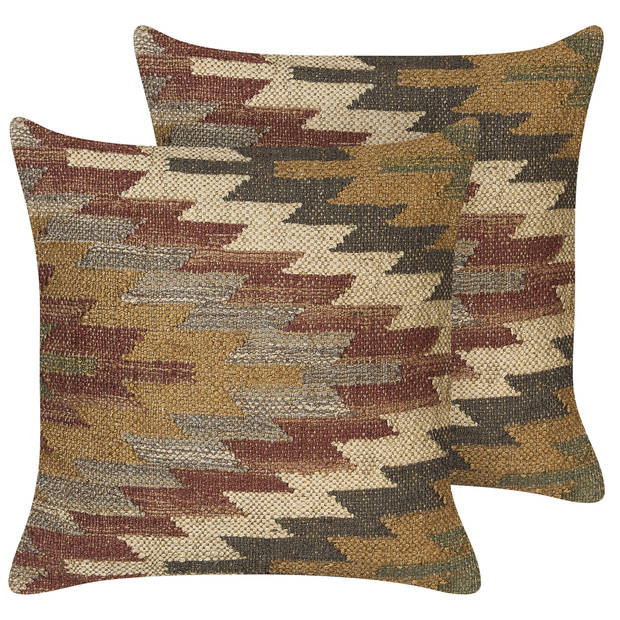 Beliani DEEPOR - Sierkussen-Multicolor-Jute