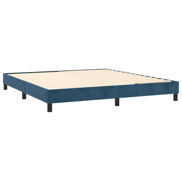 vidaXL Boxspring met matras fluweel donkerblauw 180x200 cm