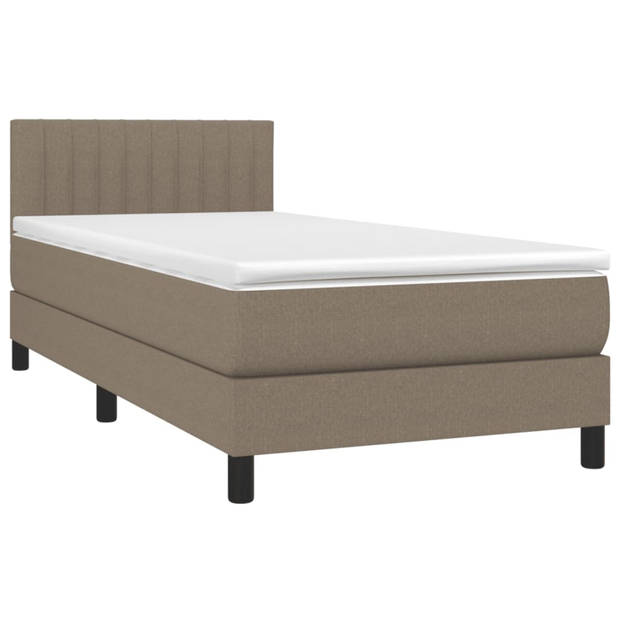 vidaXL Boxspring met matras stof taupe 80x200 cm