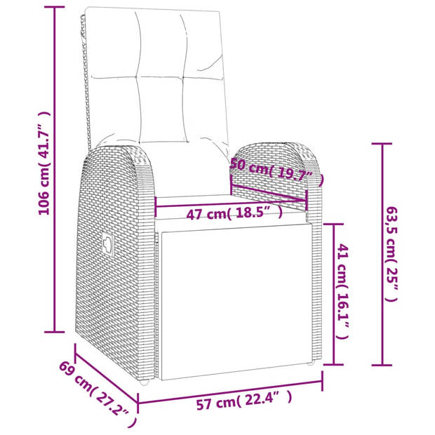 vidaXL 5-delige Tuinset poly rattan en massief acaciahout zwart