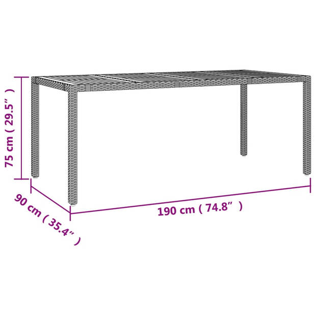 vidaXL 9-delige Tuinset poly rattan en massief acaciahout zwart