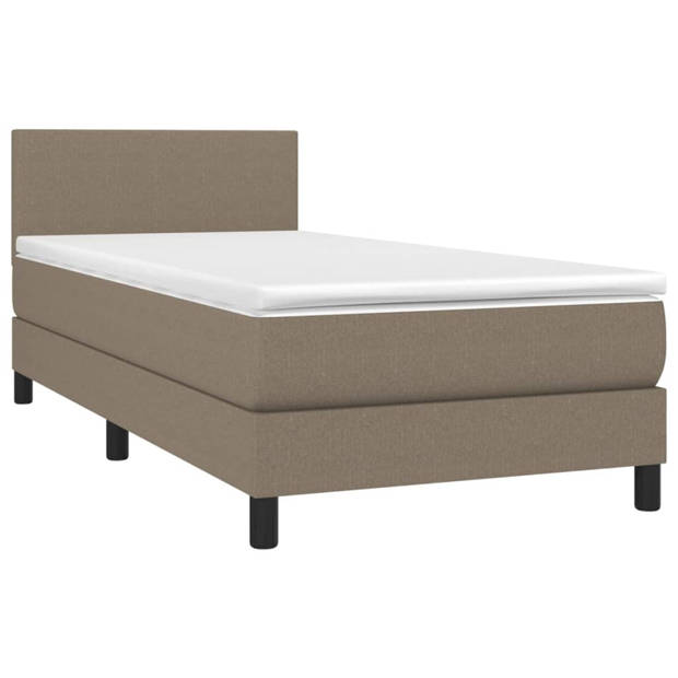 vidaXL Boxspring met matras stof taupe 90x190 cm