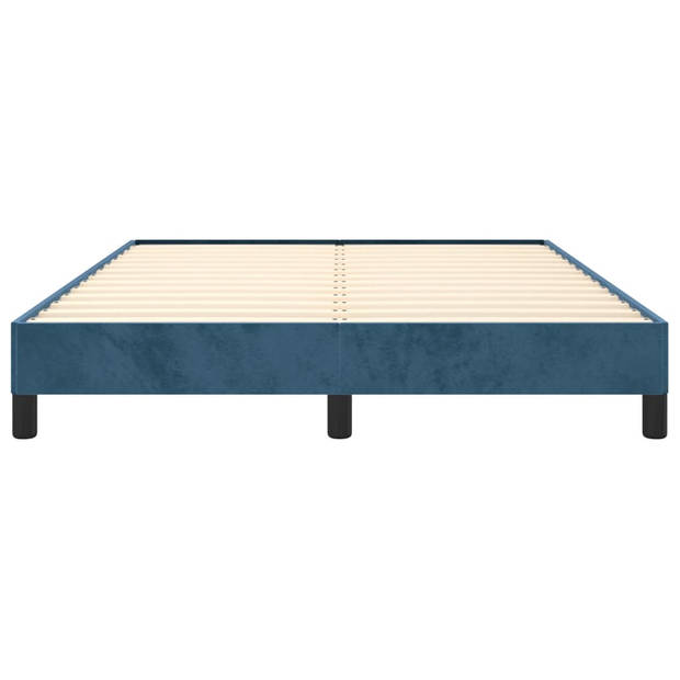 vidaXL Bedframe zonder matras 140x190 cm fluweel donkerblauw