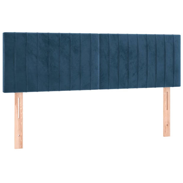 vidaXL Boxspring met matras en LED fluweel donkerblauw 140x190 cm