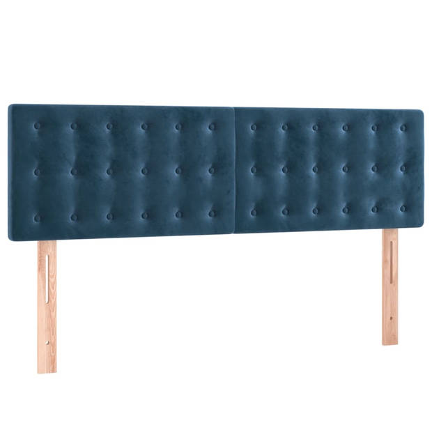 vidaXL Boxspring met matras fluweel donkerblauw 140x190 cm